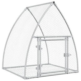 vidaXL Kleintier Freilaufgehege aus verzinktem Stahl für Kaninchen Hühner und Enten Silber 105x100x120cm – Bild 1 von 9