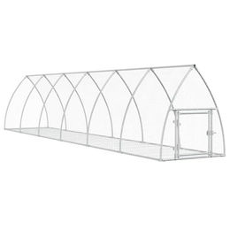 vidaXL Kleintier Freilaufgehege aus verzinktem Stahl für Kaninchen und Geflügel Silber 105x600x120cm – Bild 1 von 9