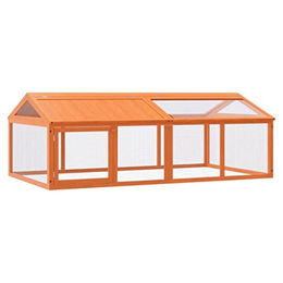 vidaXL Kleintiergehege aus Kiefer Massivholz mit Klappdach und Seitentür für Kaninchen, Katzen und Hunde, Braun – Bild 1 von 6