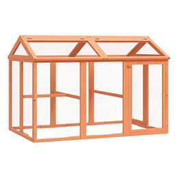 vidaXL Kleintiergehege aus Kiefernholz mit Klappdach und Seitentür für Kaninchen Meerschweinchen und Igel Braun – Bild 1 von 6