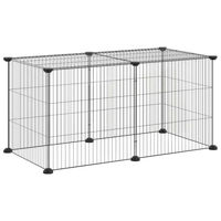 Produktbild von vidaXL Kleintiergehege aus Metall Schwarz 35x35 cm für Kaninchen und Welpen