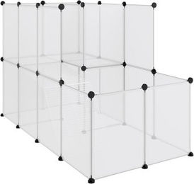 VidaXL Kleintierkäfig aus Kunststoff und Stahl als Freigehege für Kaninchen, Hamster, Meerschweinchen oder Igel in Transparent/Schwarz – Bild 1 von 3