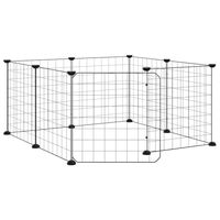 Produktbild von vidaXL Kleintierkäfig aus Metall mit 8 Panels und Tür Schwarz 35x35x35 cm