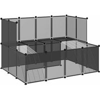 Produktbild von vidaXL Kleintierkäfig Freigehege aus Kunststoff und Stahl Schwarz/Transparent für Kaninchen Hamster Meerschweinchen und Igel 143x107x93 cm