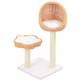 vidaXL Kratzbaum aus Weidenholz für Katzen mit 2 Körben und abnehmbaren Kissen in Braun und Beige 85 cm – Bild 1 von 7