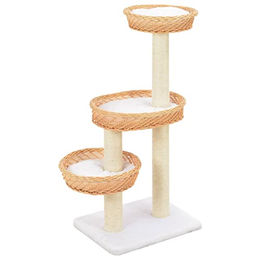vidaXL Kratzbaum aus Weidenholz für Katzen mit 3 Körben und abnehmbaren Kissen in Braun und Beige 85 cm – Bild 1 von 6