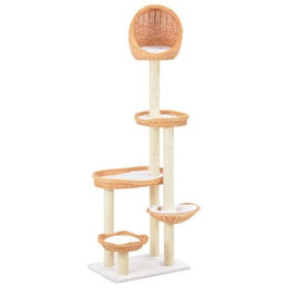 vidaXL Kratzbaum aus Weidenholz für Katzen mit 5 Körben und abnehmbaren Kissen in Braun und Beige 172 cm – Bild 1 von 6