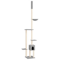 Produktbild von vidaXL Kratzbaum Deckenhoch mit Sisal und Plüsch für Katzen, Hellgrau, 258,5-284,5 cm
