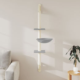 vidaXL Kratzbaum für Katzen mit Kratzsäule zur Wandmontage aus Plüsch und Sisal in Hellgrau 142,5 cm – Bild 1 von 2