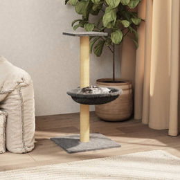 vidaXL Kratzbaum für Katzen mit Sisal-Kratzsäule aus Plüsch in Hellgrau 74 cm – Bild 1 von 2