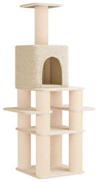 vidaXL Kratzbaum für Katzen mit Sisal-Kratzsäulen aus Holz in Creme 180 cm – Bild 1 von 2