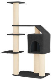 vidaXL Kratzbaum für Katzen mit Sisal-Kratzsäulen aus Holz und Polyester in Dunkelgrau 183 cm – Bild 1 von 2