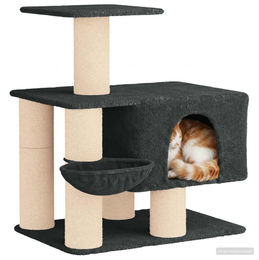 vidaXL Kratzbaum für Katzen mit Sisal-Kratzsäulen aus Holz und Polyester in Grau 96 cm – Bild 1 von 3