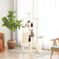 Produktbild von vidaXL Kratzbaum für Katzen mit Sisal-Kratzsäulen aus Plüsch in Creme 154 cm