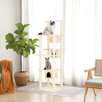 Produktbild von vidaXL Kratzbaum für Katzen mit Sisal-Kratzsäulen aus Plüsch in Creme 169 cm