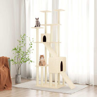 Produktbild von vidaXL Kratzbaum für Katzen mit Sisal-Kratzsäulen aus Plüsch in Creme 190 cm