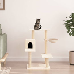 vidaXL Kratzbaum für Katzen mit Sisal-Kratzsäulen aus Plüsch in Creme 82,5 cm – Bild 1 von 1
