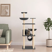 Produktbild von vidaXL Kratzbaum für Katzen mit Sisal-Kratzsäulen aus Plüsch in Dunkelgrau 141 cm