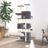 Produktbild von vidaXL Kratzbaum für Katzen mit Sisal-Kratzsäulen aus Plüsch in Dunkelgrau 180 cm