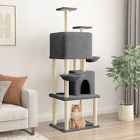 Produktbild von vidaXL Kratzbaum für Katzen mit Sisal-Kratzsäulen aus Plüsch in Dunkelgrau 180 cm