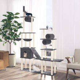 vidaXL Kratzbaum für Katzen mit Sisal-Kratzsäulen aus Plüsch in Dunkelgrau 279 cm – Bild 1 von 2