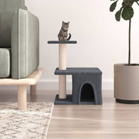 Produktbild von vidaXL Kratzbaum für Katzen mit Sisal-Kratzsäulen aus Plüsch in Dunkelgrau 48 cm