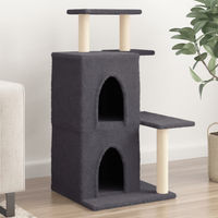 Produktbild von vidaXL Kratzbaum für Katzen mit Sisal-Kratzsäulen aus Plüsch in Dunkelgrau 97 cm