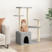Produktbild von vidaXL Kratzbaum für Katzen mit Sisal-Kratzsäulen aus Plüsch in Grau 107,5 cm