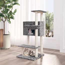 vidaXL Kratzbaum für Katzen mit Sisal-Kratzsäulen aus Plüsch in Hellgrau 108,5 cm – Bild 1 von 2