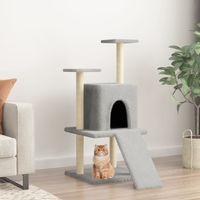 Produktbild von vidaXL Kratzbaum für Katzen mit Sisal-Kratzsäulen aus Plüsch in Hellgrau 110 cm
