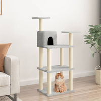 Produktbild von vidaXL Kratzbaum für Katzen mit Sisal-Kratzsäulen aus Plüsch in Hellgrau 118,5 cm