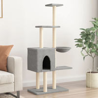 Produktbild von vidaXL Kratzbaum für Katzen mit Sisal-Kratzsäulen aus Plüsch in Hellgrau 145 cm