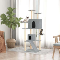 Produktbild von vidaXL Kratzbaum für Katzen mit Sisal-Kratzsäulen aus Plüsch in Hellgrau 153 cm
