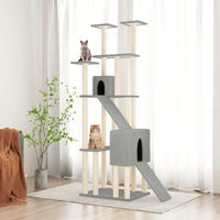 Produktbild von vidaXL Kratzbaum für Katzen mit Sisal-Kratzsäulen aus Plüsch in Hellgrau 190 cm