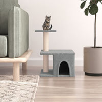 Produktbild von vidaXL Kratzbaum für Katzen mit Sisal-Kratzsäulen aus Plüsch in Hellgrau 48 cm