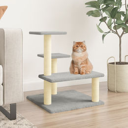 vidaXL Kratzbaum für Katzen mit Sisal-Kratzsäulen aus Plüsch in Hellgrau 61 cm – Bild 1 von 1