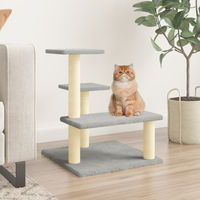 Produktbild von vidaXL Kratzbaum für Katzen mit Sisal-Kratzsäulen aus Plüsch in Hellgrau 61 cm
