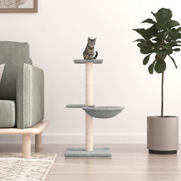 vidaXL Kratzbaum für Katzen mit Sisal-Kratzsäulen aus Plüsch in Hellgrau 72 cm – Bild 1 von 2