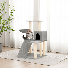vidaXL Kratzbaum für Katzen mit Sisal-Kratzsäulen aus Plüsch in Hellgrau 82 cm – Bild 1 von 1