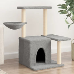 vidaXL Kratzbaum für Katzen mit Sisal-Kratzsäulen aus Plüsch in Hellgrau 83 cm – Bild 1 von 1