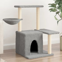 Produktbild von vidaXL Kratzbaum für Katzen mit Sisal-Kratzsäulen aus Plüsch in Hellgrau 83 cm