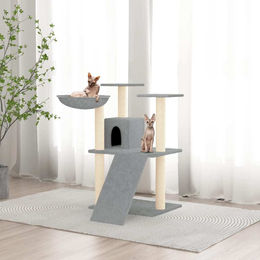 vidaXL Kratzbaum für Katzen mit Sisal-Kratzsäulen aus Plüsch in Hellgrau 83 cm – Bild 1 von 1