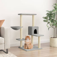 Produktbild von vidaXL Kratzbaum für Katzen mit Sisal-Kratzsäulen aus Plüsch in Hellgrau 95 cm