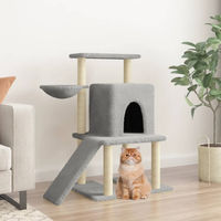Produktbild von vidaXL Kratzbaum für Katzen mit Sisal-Kratzsäulen aus Plüsch in Hellgrau 96,5 cm