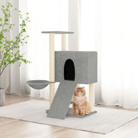 Produktbild von vidaXL Kratzbaum für Katzen mit Sisal-Kratzsäulen aus Plüsch in Hellgrau 96 cm