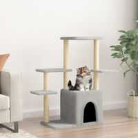 Produktbild von vidaXL Kratzbaum für Katzen mit Sisal-Kratzsäulen aus Plüsch in Hellgrau 97,5 cm