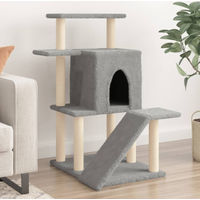 Produktbild von vidaXL Kratzbaum für Katzen mit Sisal-Kratzsäulen aus Plüsch in Hellgrau 97 cm
