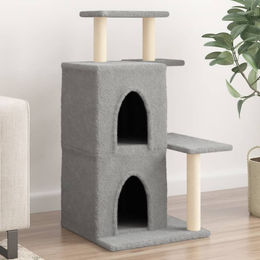 vidaXL Kratzbaum für Katzen mit Sisal-Kratzsäulen aus Plüsch in Hellgrau 97 cm – Bild 1 von 2