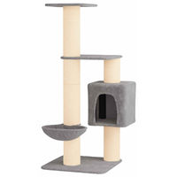 Produktbild von vidaXL Kratzbaum für Katzen mit Sisal-Kratzsäulen aus Stoff und Holz in Hellgrau 137 cm