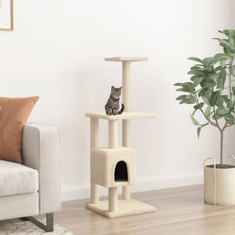 vidaXL Kratzbaum für Katzen mit Sisal-Kratzsäulen in Creme 104 cm – Bild 1 von 1